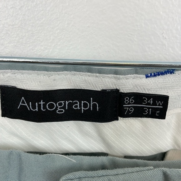 M&S Autograph Mens 34/31 Chino Trousers Slim Fit 4 Pocket Blue Casual Pants - Picture 10 of 10